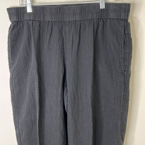EILEEN FISHER Black Cropped Organic Cotton Pull-On Pants Size Large - Picture 3 of 16